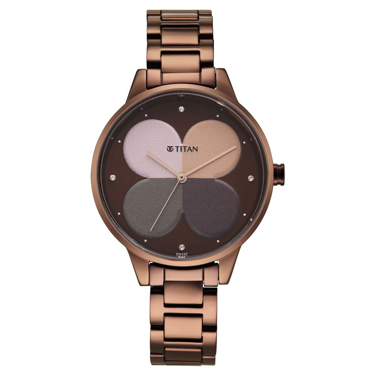 Titan Purple Glam It Up Quartz Analog Brown Dial Brown Stainless Steel Strap Watch For Women 2