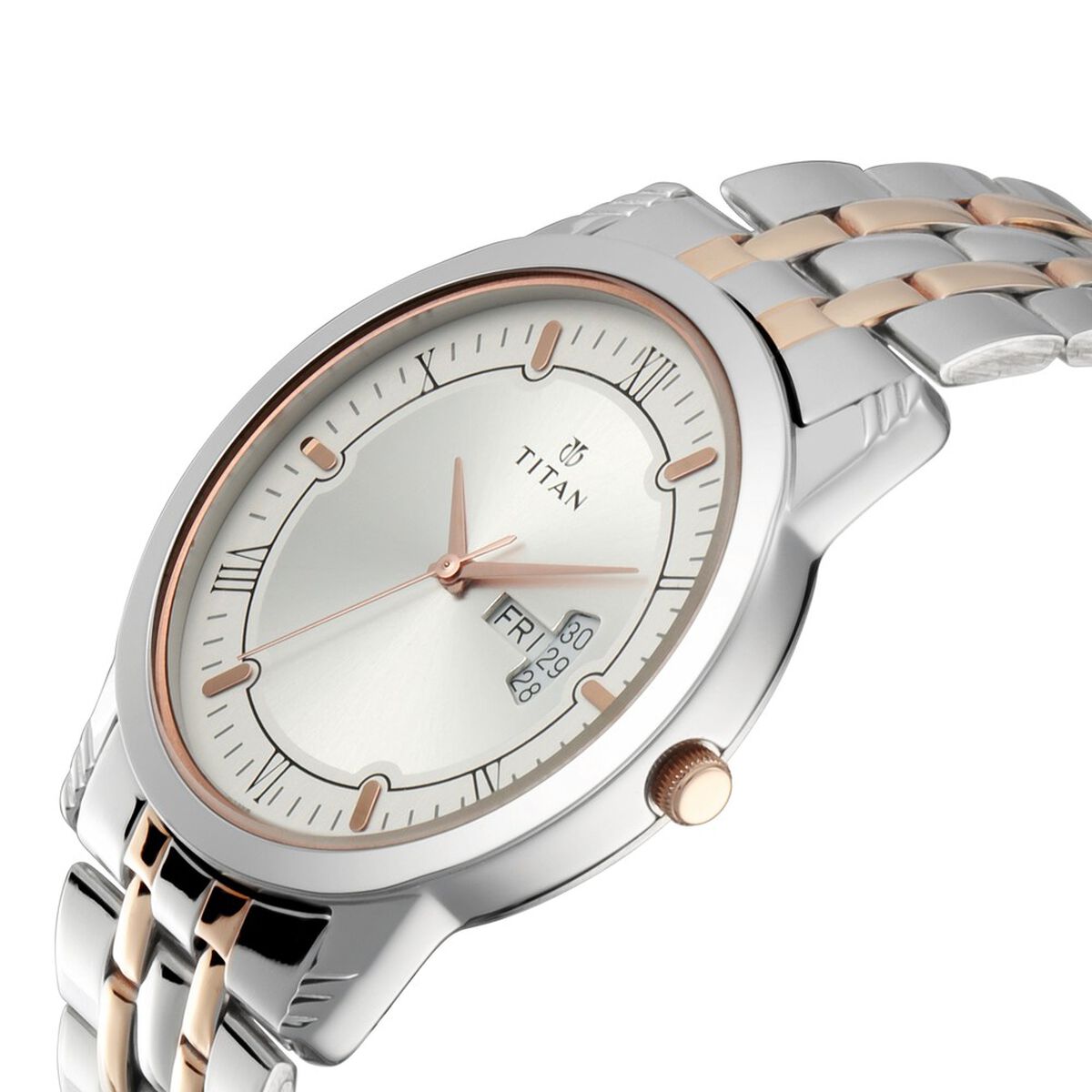 Titan Bandhan Quartz Analog with Day and Date Silver Dial Stainless Steel Strap Watch for Couple 2