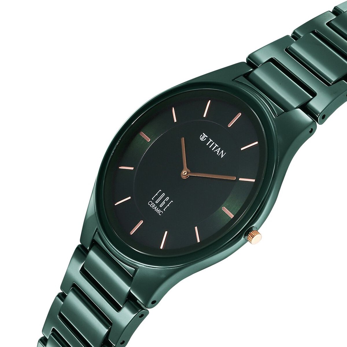Titan Edge Ceramic Quartz in Glossy Green Dial Watch for Men 2