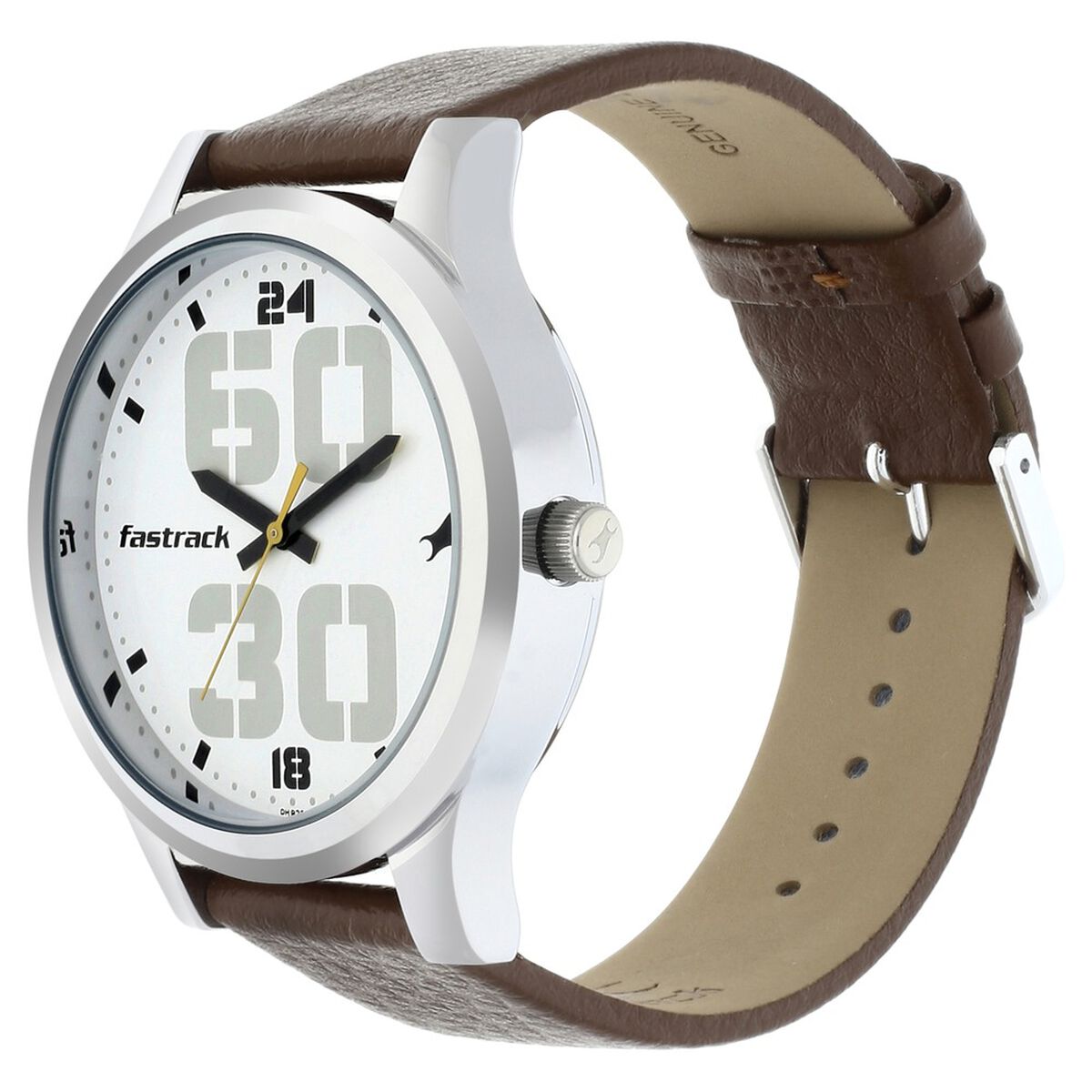 Fastrack Bold Quartz Analog White Dial Leather Strap Watch for Guys 3