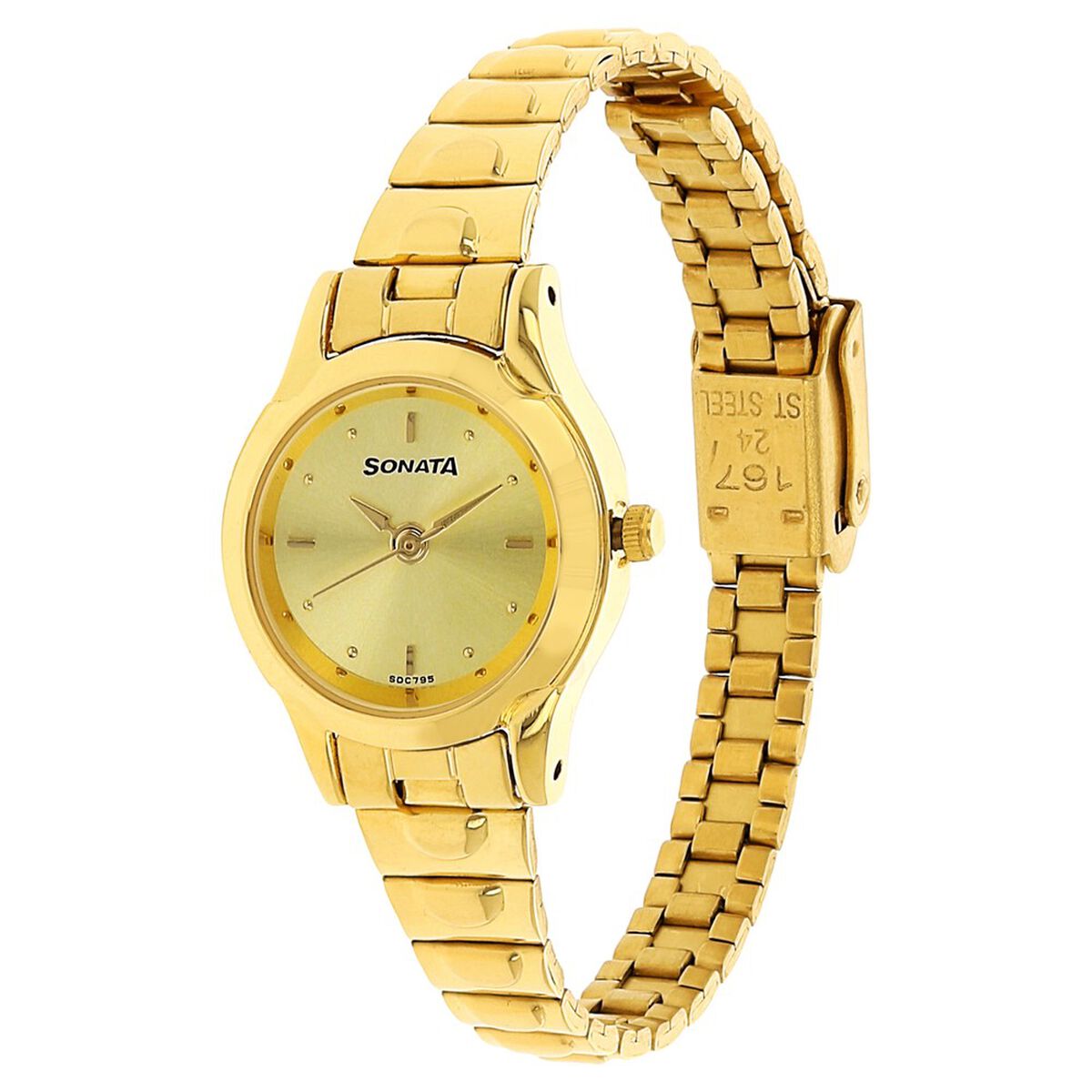 Sonata Quartz Analog Champagne Dial Stainless Steel Strap Watch for Women 2