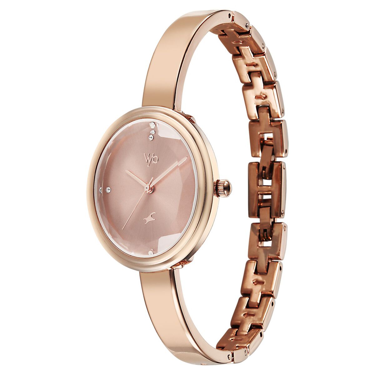 Vyb Aura By Fastrack Quartz Analog Pink Dial Two Toned Metal Strap Watch For Girls 3