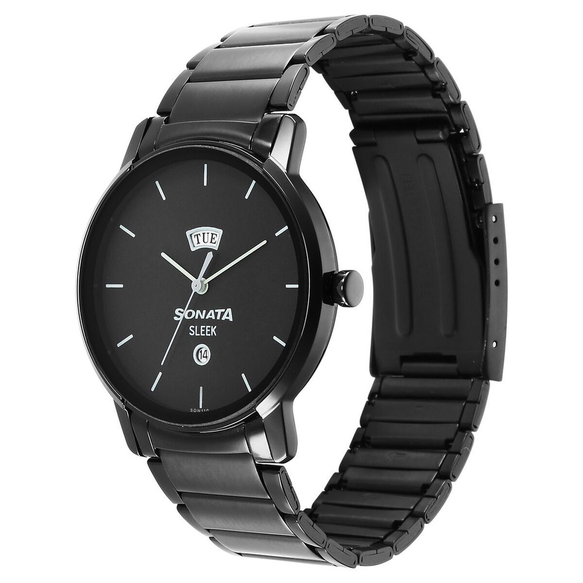 Sleek Black Dial Analog with Day and Date Watch for Men 2