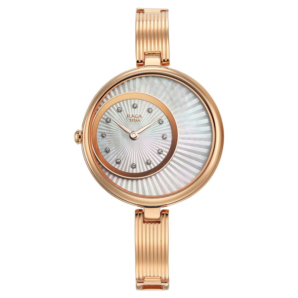 Titan Raga Power Pearls Quartz Analog Mother of Pearl Dial Rose Gold Metal Strap Watch For Women 2