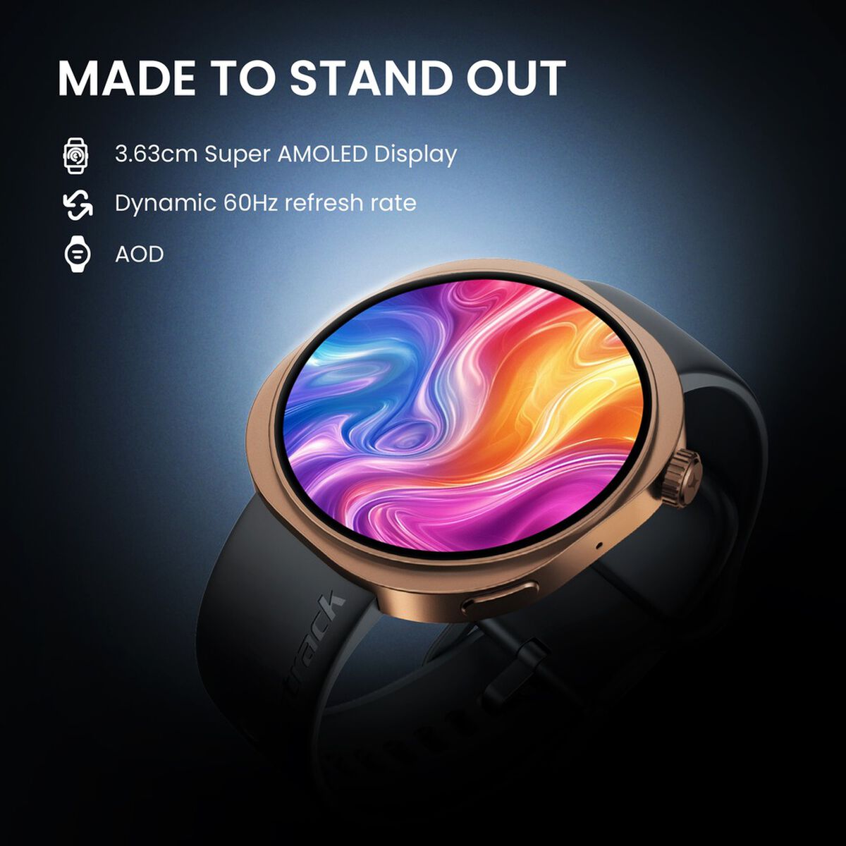 Fastrack Revoltt R3 Pro Smartwatch with 1.43" AMOLED Display Dynamic 60Hz Refresh HRM SpO2 Sleep Functional Crown 2