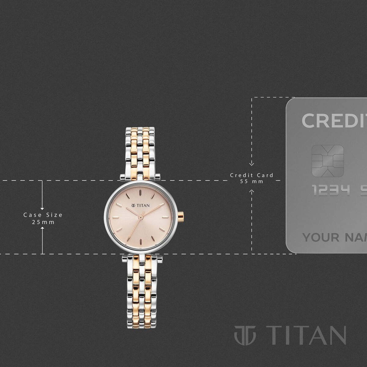 Titan Workday Edit Quartz Analog Pink Dial Two Toned Stainless Steel Strap Watch For Women 4