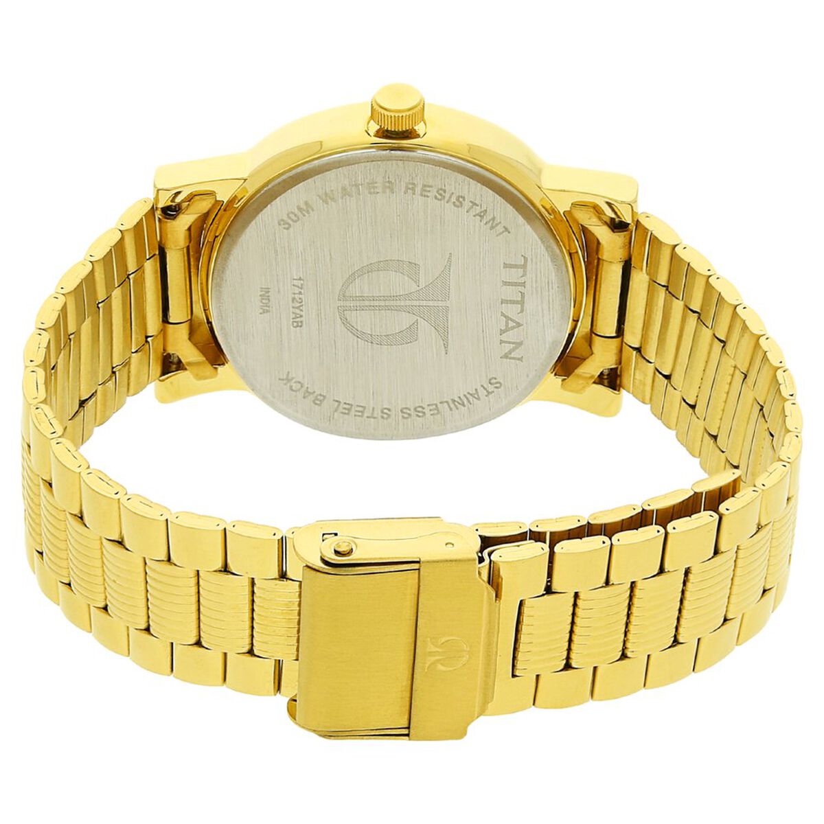 Titan Quartz Analog with Date Champagne Dial Golden Stainless Steel Strap Watch For Men 4