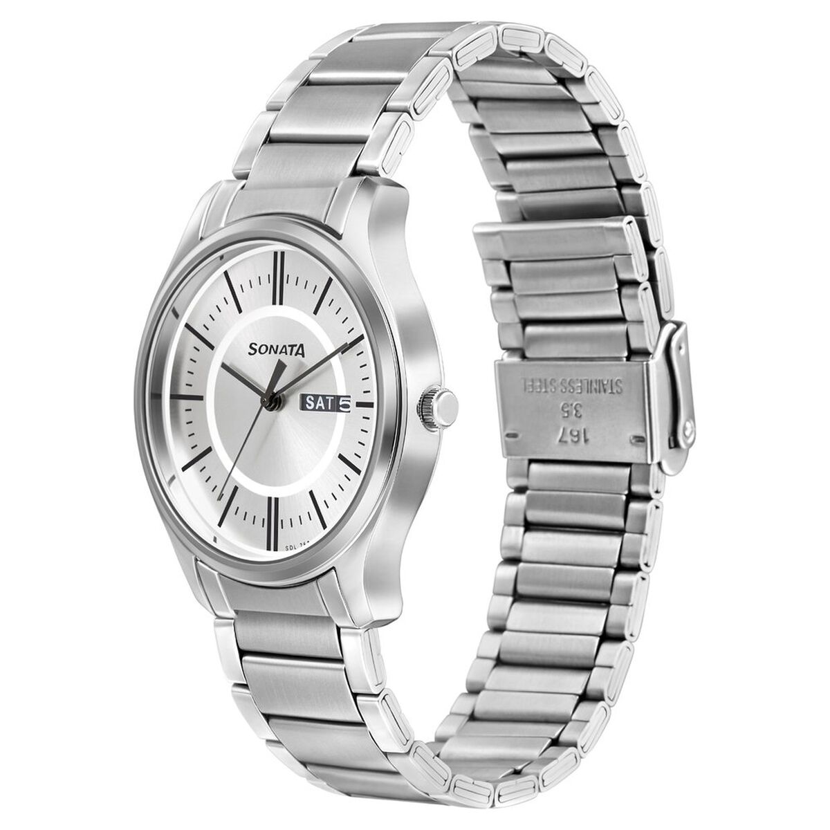 Sonata Quartz Analog with Day and Date Silver Dial Silver Stainless Steel Strap Watch For Men 2