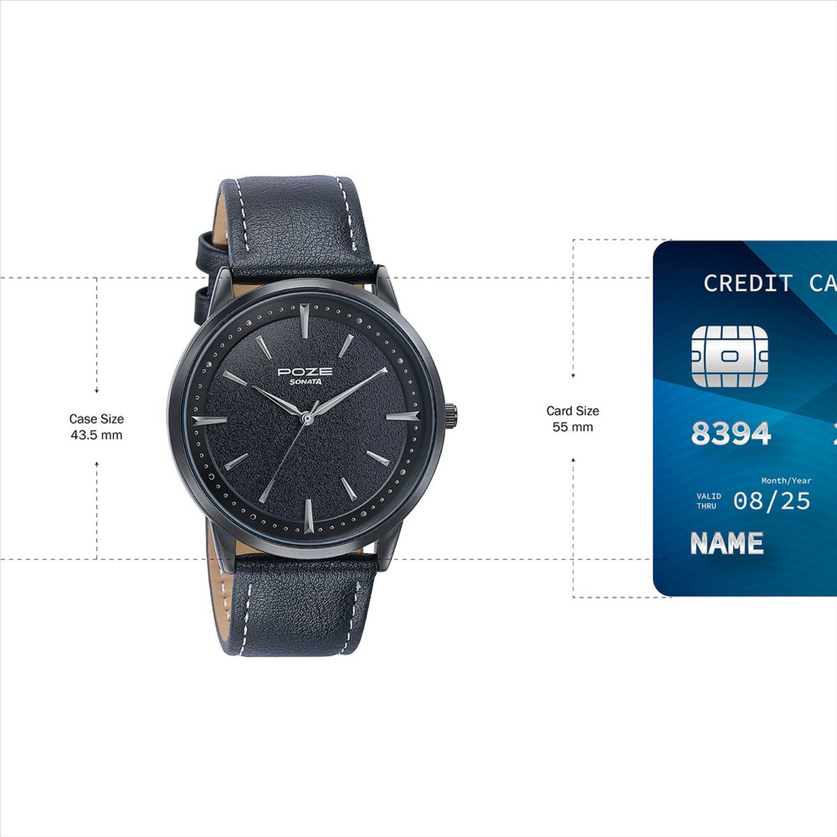 Sonata Poze Quartz Analog Black Dial Leather Strap Watch For Men 4