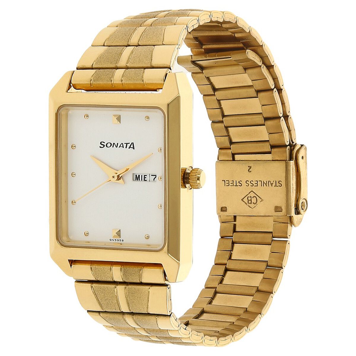 Sonata Quartz Analog White Dial Stainless Steel Strap Watch for Men 2