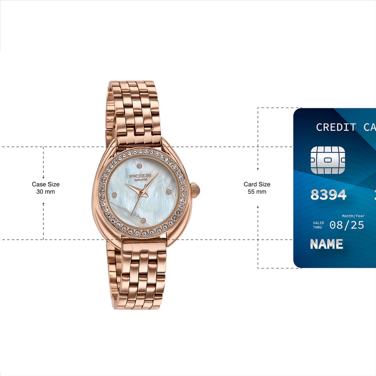 Poze By Sonata Quartz Analog Mother of Pearl Dial Rose Gold Metal Strap Watch For Women 4