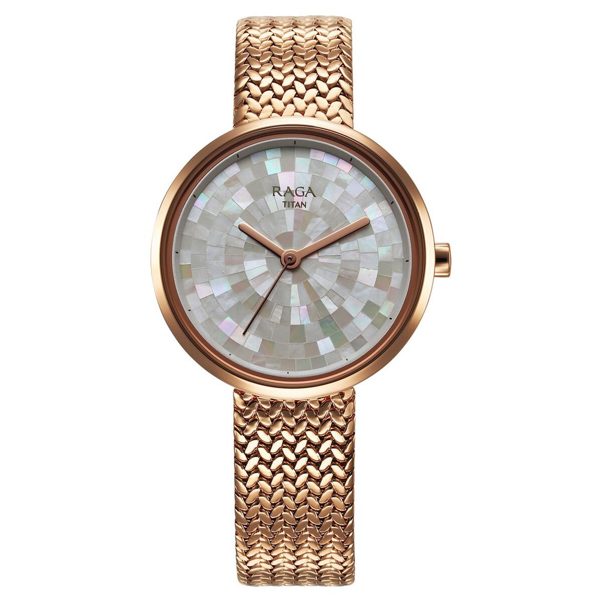 Titan Raga Memoirs Quartz Analog Mother Of Pearl Round Dial Rose Gold Metal Strap Watch For Women 2
