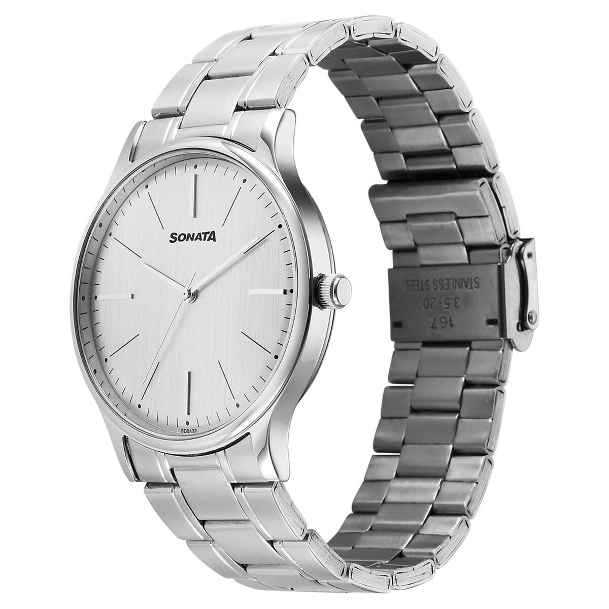 Sonata Aspire Quartz Analog Grey Dial Stainless Steel Strap Watch For Men 2