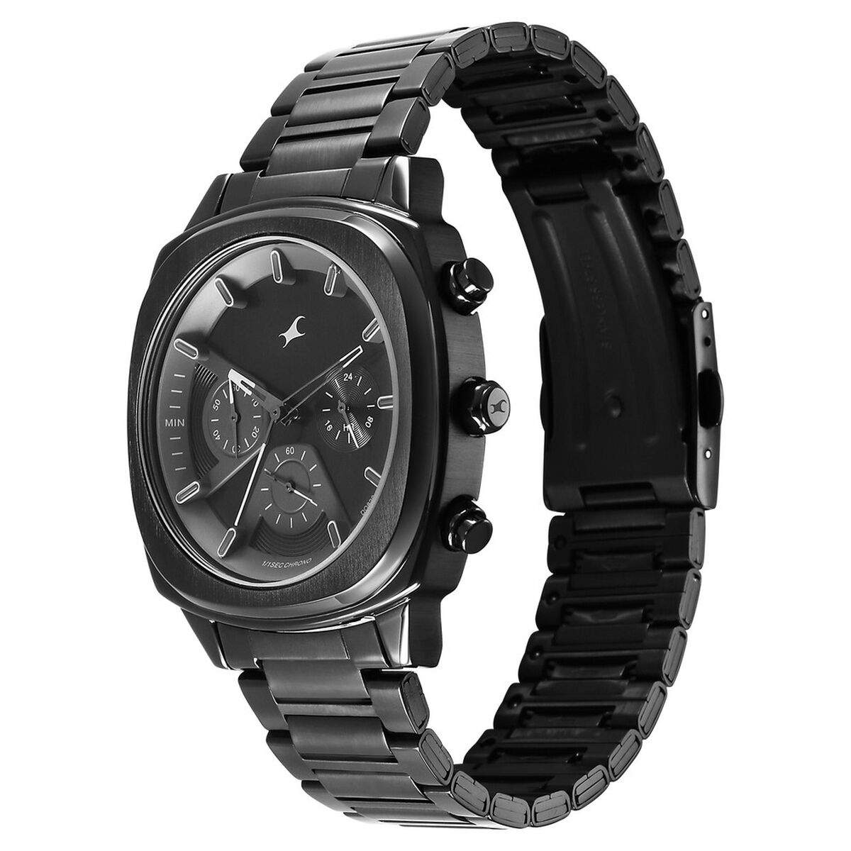 Fastrack Kronos Chronograph Black Dial Black Stainless Steel Strap Watch For Guys 3
