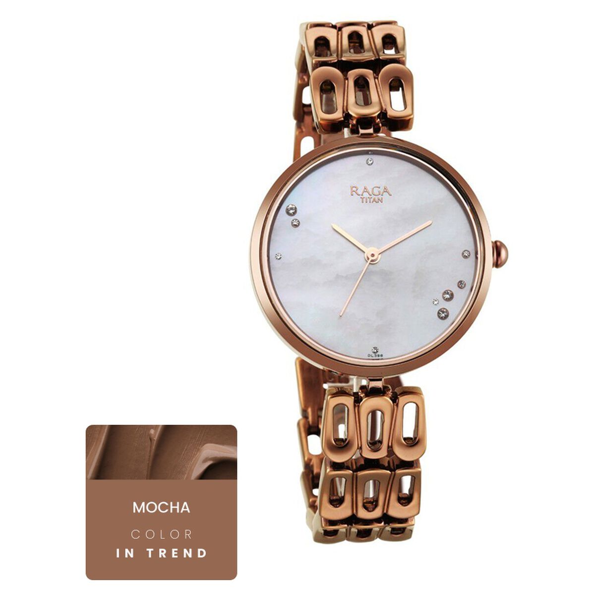 Titan Raga Chic Mother Of Pearl Dial Analog Metal Strap Watch for Women 1