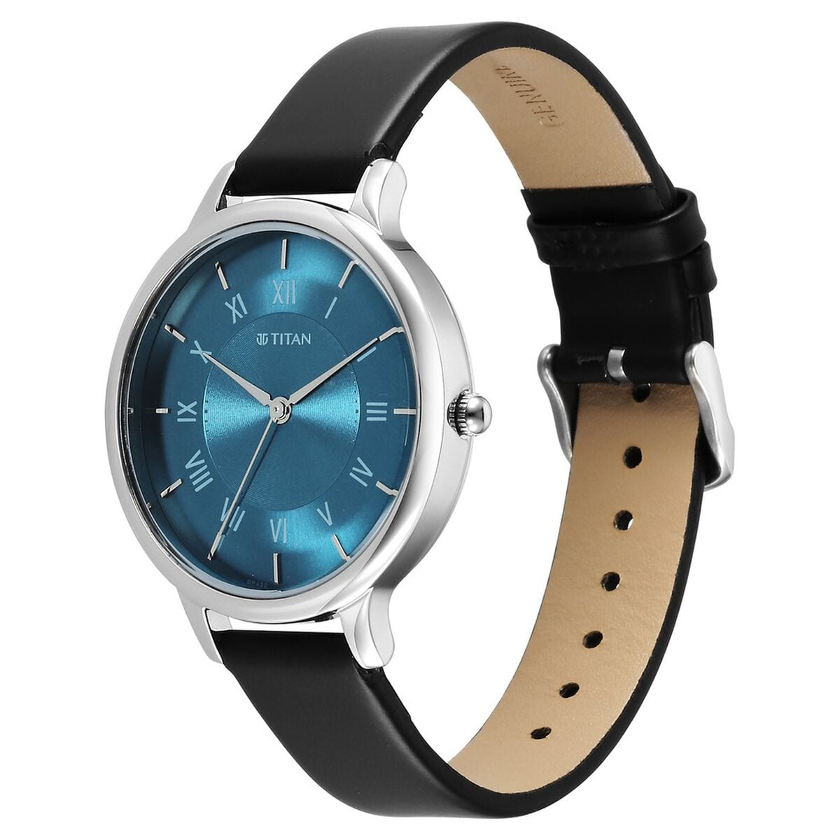 Titan Workwear Quartz Analog Blue Dial Brown Leather Strap Watch For Women 3