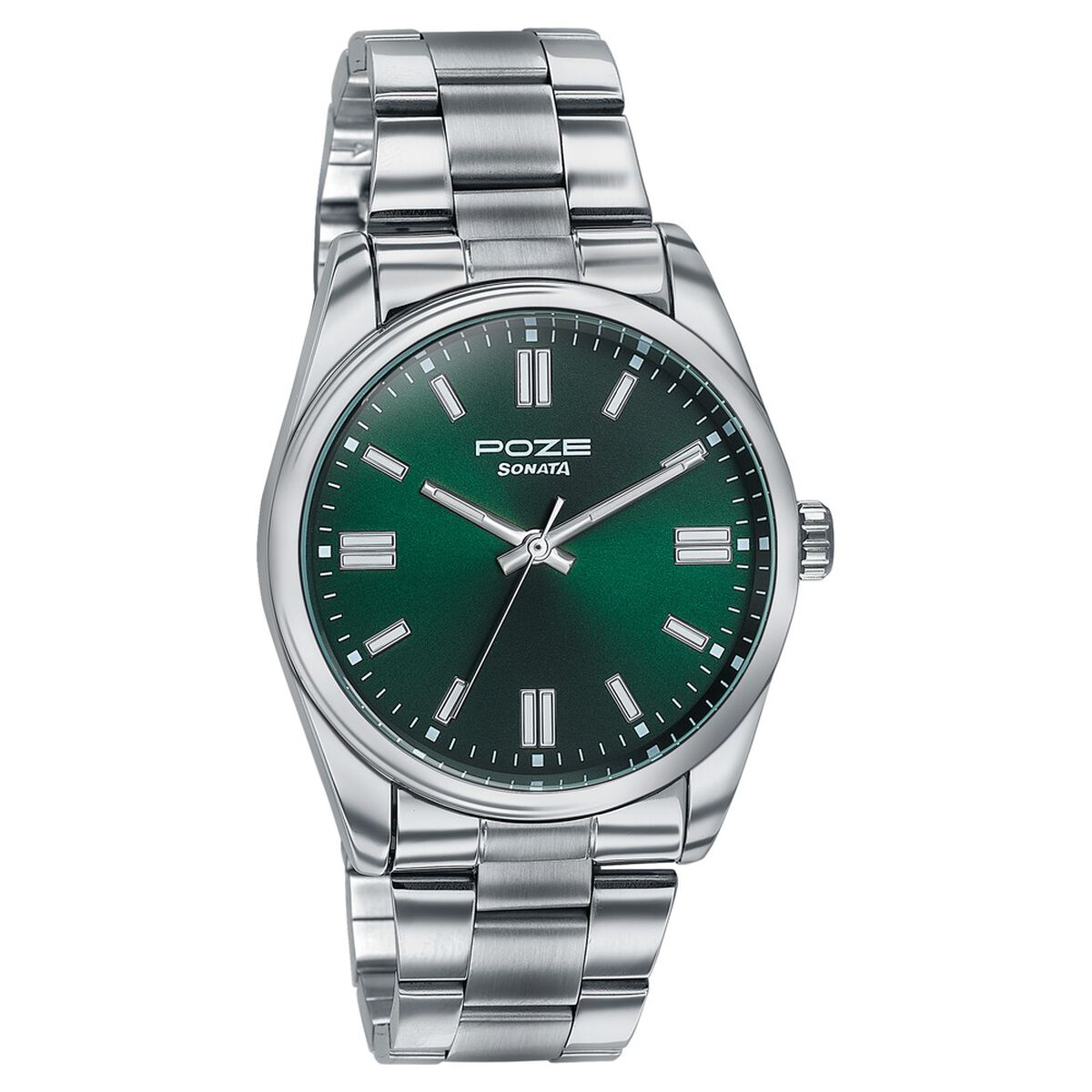 Sonata Poze Quartz Analog Green Dial Silver Stainless Steel Strap Watch For Men 3