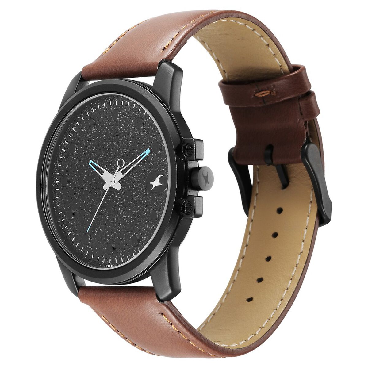 Fastrack Pulse Quartz Analog Black Dial With Tan Leather Strap Watch for Guys 3