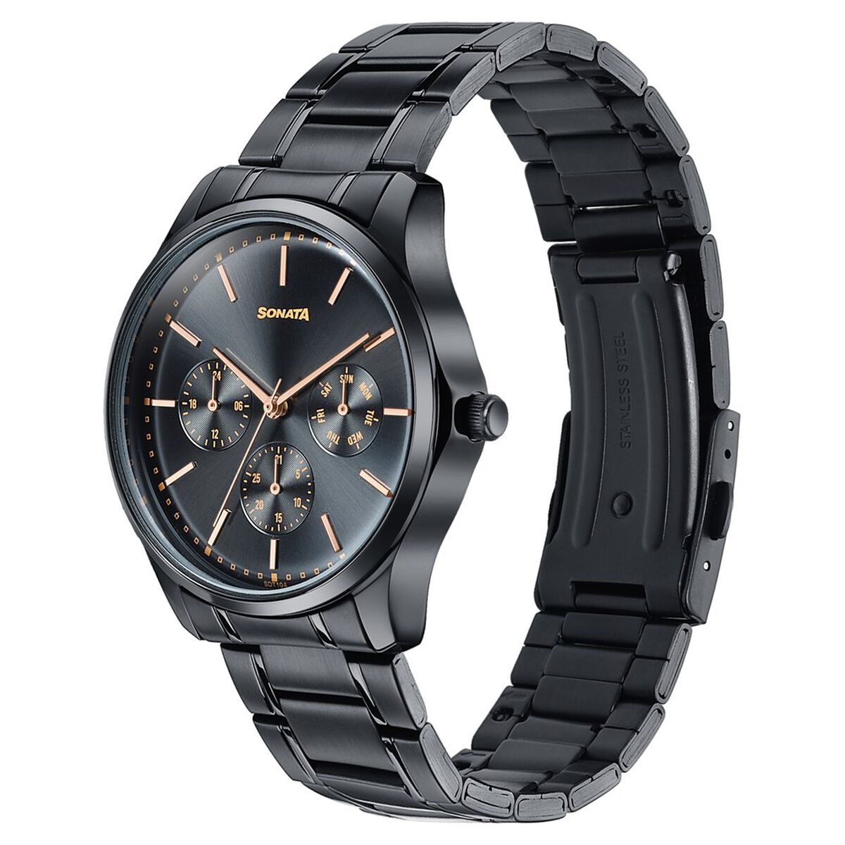 Sonata Men's Work Wear black Watch - Premium Multifunction design for everyday style 3