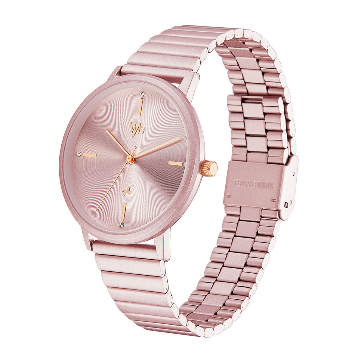 Fastrack Vyb Bliss Quartz Analog Pink Dial Stainless Steel Strap Watch for Girls 4
