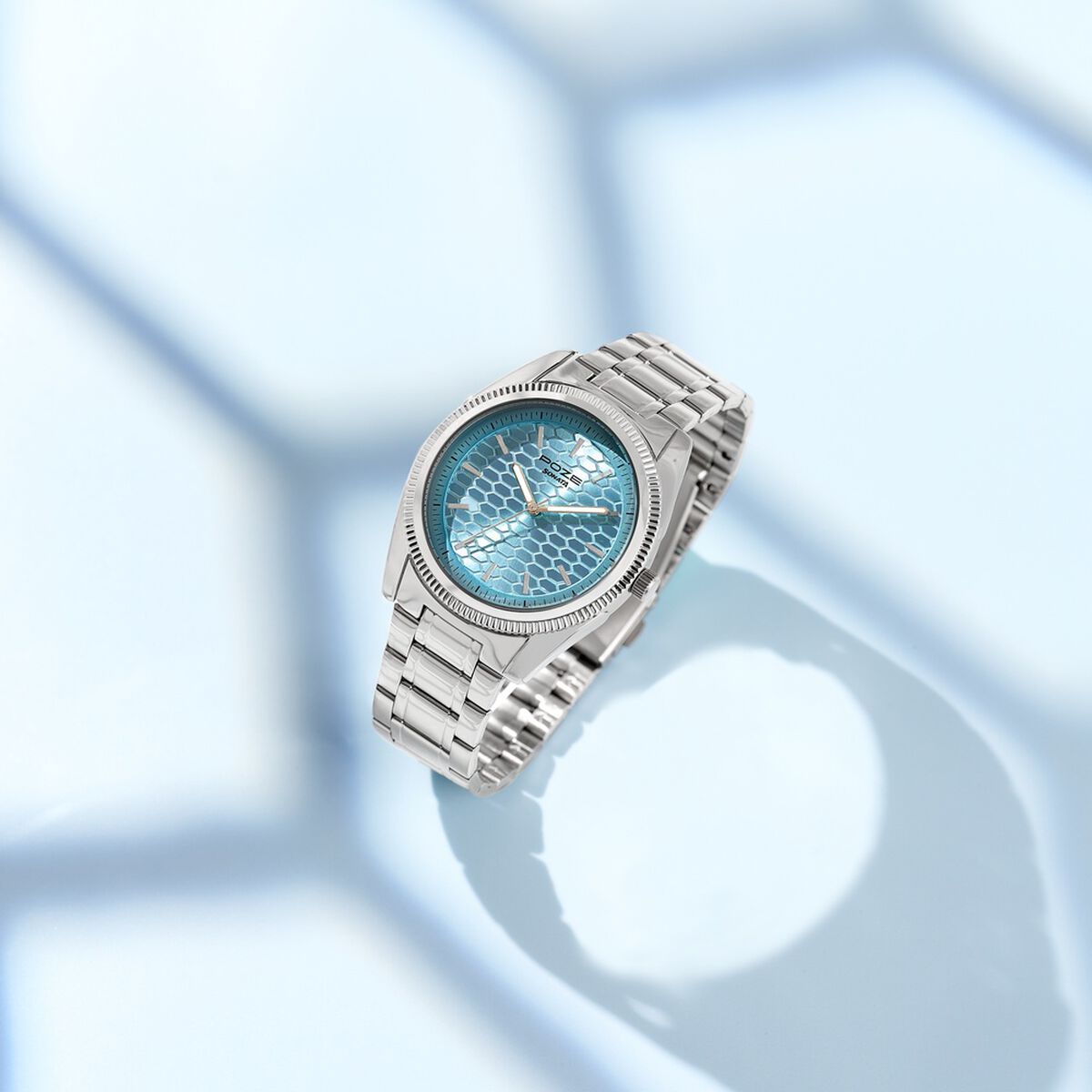 Poze By Sonata Quartz Analog Blue Dial Silver Metal Strap Watch For Men 1