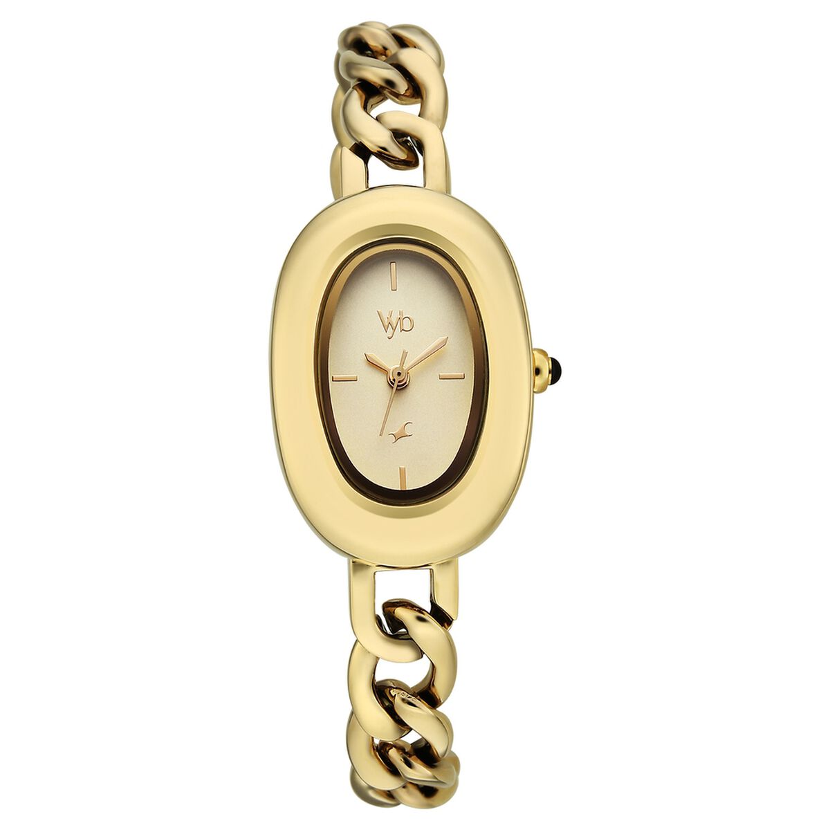 Vyb Mirage By Fastrack Quartz Analog Golden Dial Golden Metal Strap Watch For Girls 1