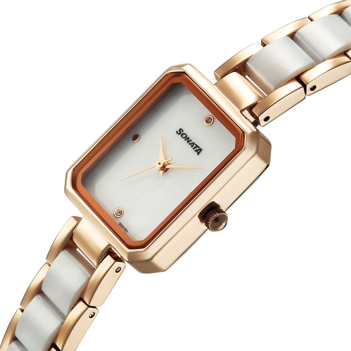 Sonata Festive Quartz Analog White Dial Metal & Plastic Strap Watch For Women 3
