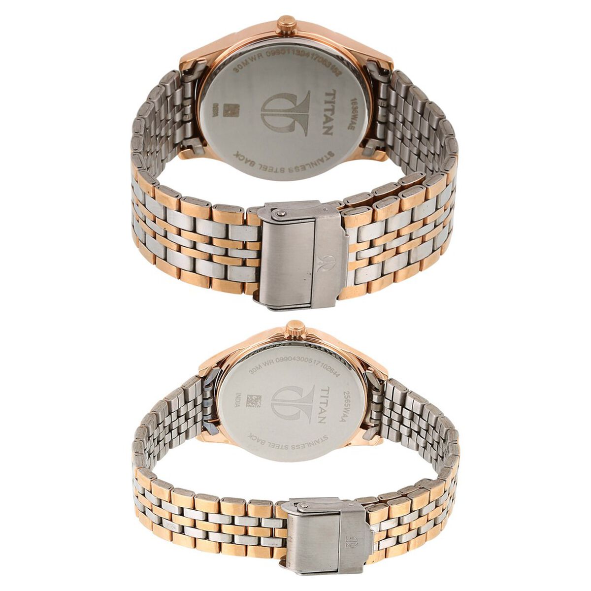 Titan Quartz Analog with Day and Date Silver Dial Stainless Steel Strap Watch for Couple 4