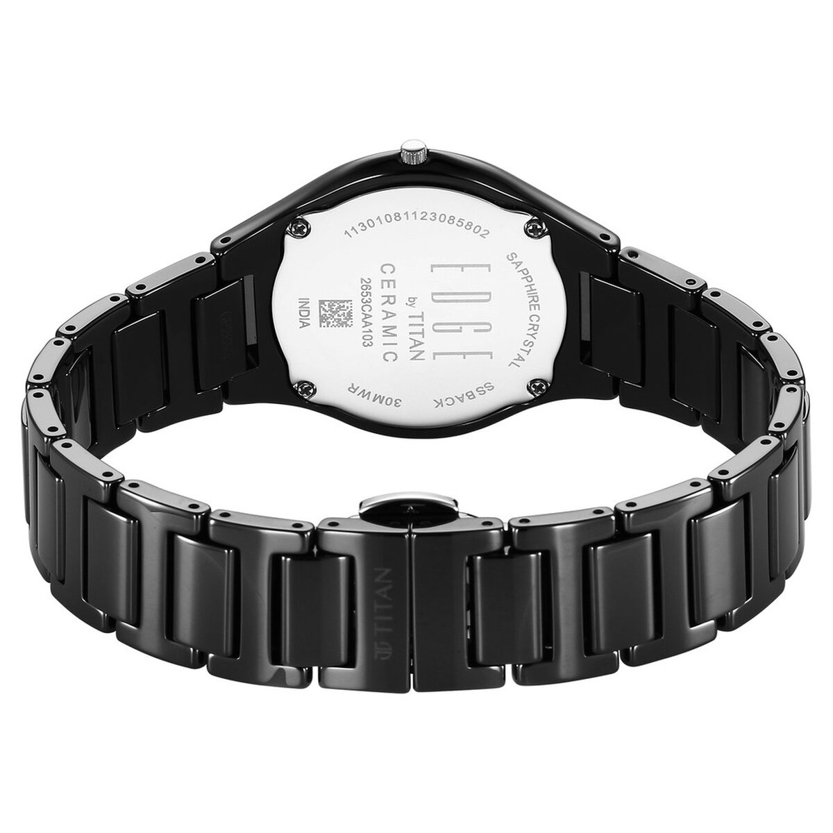 Titan Edge Ceramic Quartz in Glossy Black with Diamonds and Rich Mother of Pearl Dial Watch for Women 5