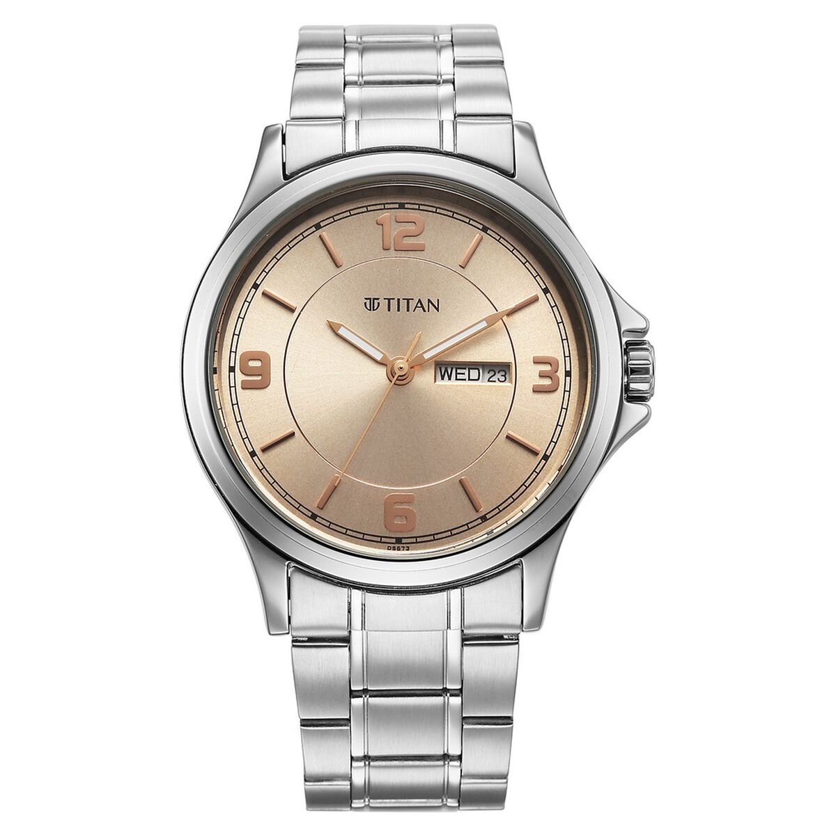 Titan Neo Arabic Analog with Day Date Beige Dial Silver Stainless Steel Strap Watch for Men 2