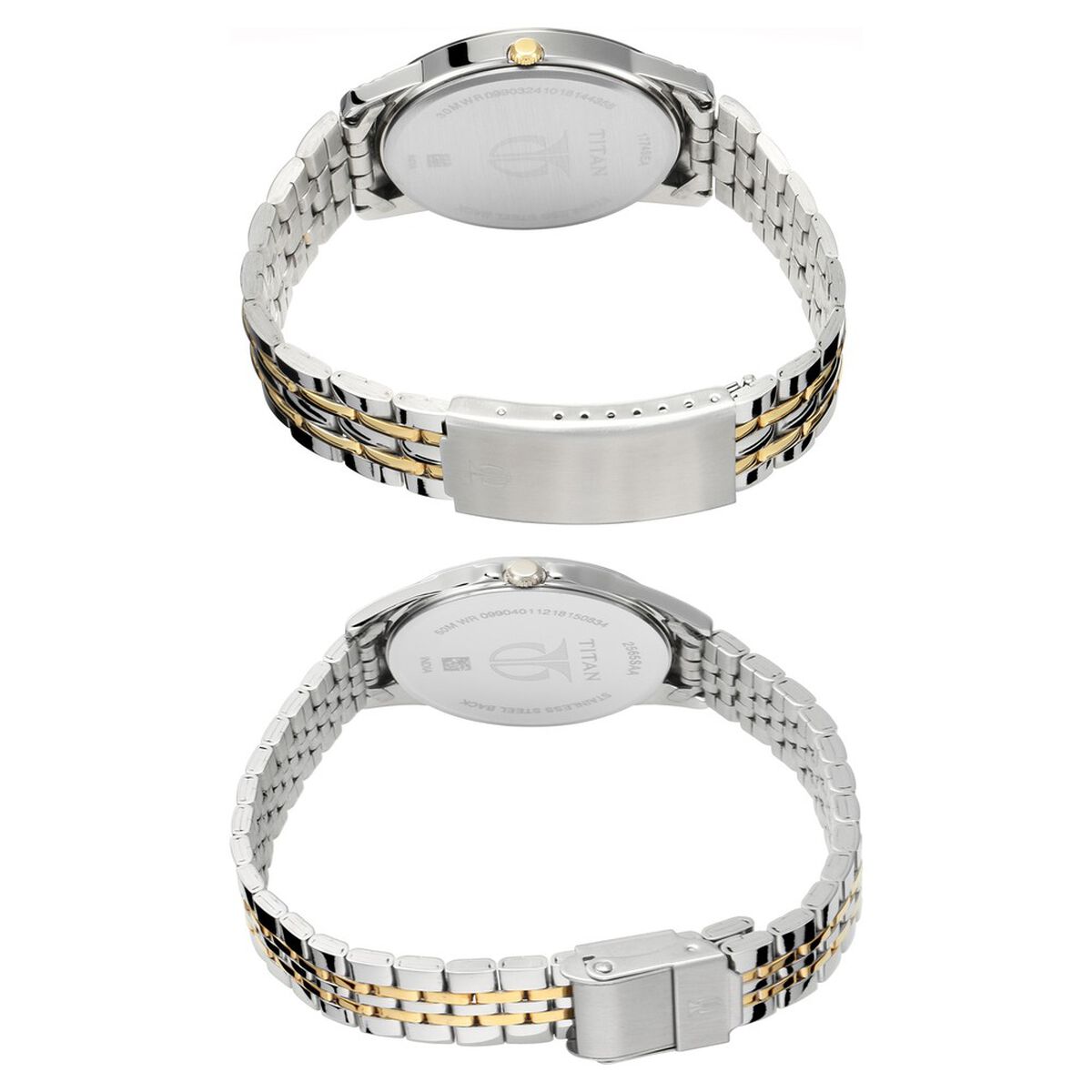 Titan Bandhan Quartz Analog with Day and Date Silver Dial Stainless Steel Strap Watch for Couple 5