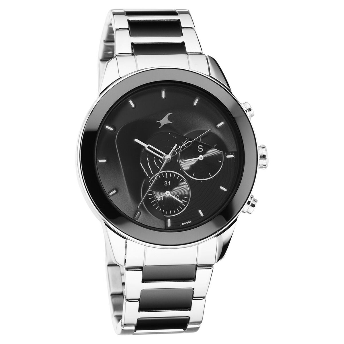 Fastrack Cerame Quartz Multifunction Black Dial Steel & Ceramic Strap Watch for Guys 2