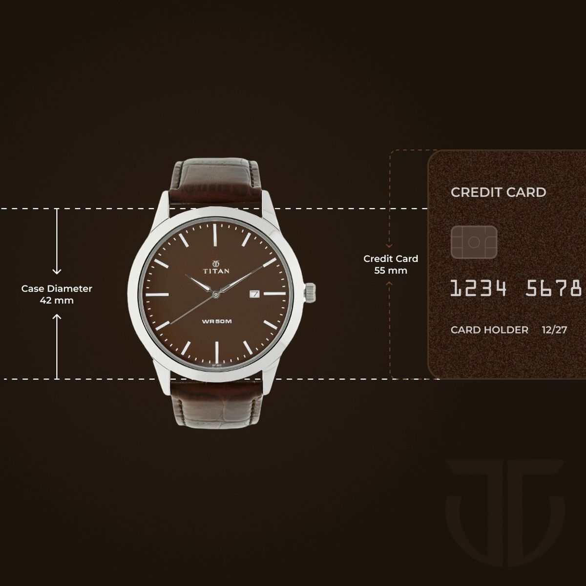Titan Quartz Analog with Date Brown Dial Leather Strap Watch for Men 3