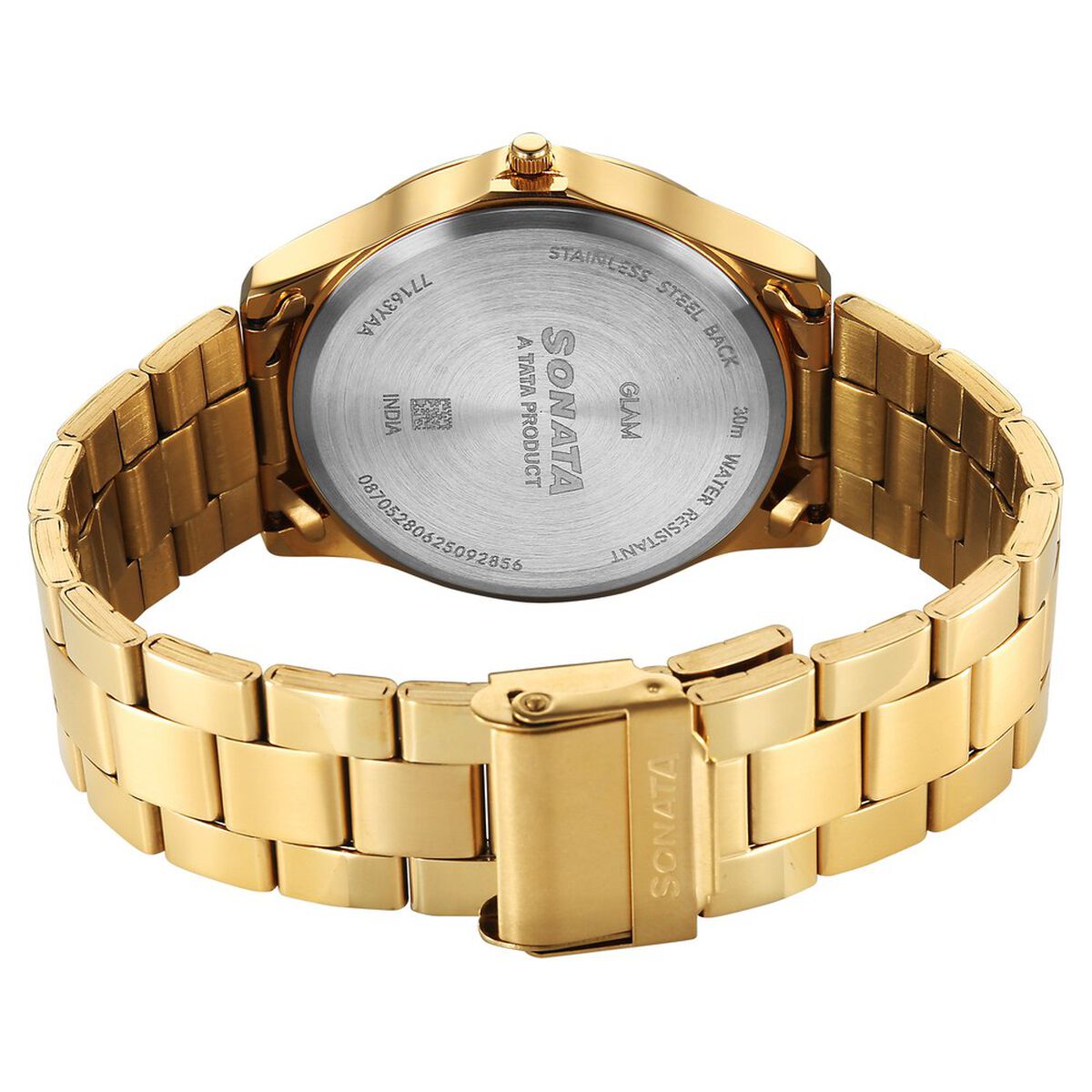 Sonata Traditional Essentials Quartz Analog Multicoloured Dial Golden Metal Strap Watch For Men 5