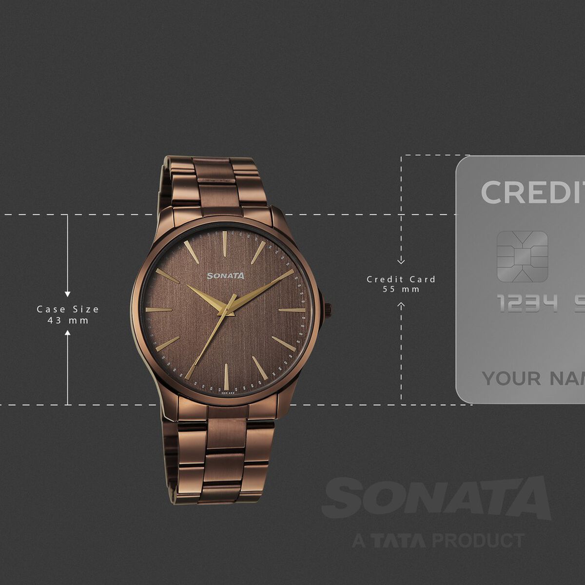 Sonata Traditional Essentials Quartz Analog Brown Dial Brown Metal Strap Watch For Men 4