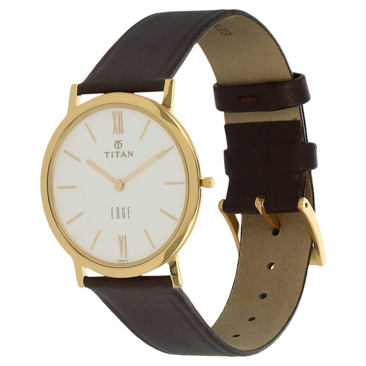 Titan Edge Quartz Analog White Dial Brown Leather Strap Watch For Men 2
