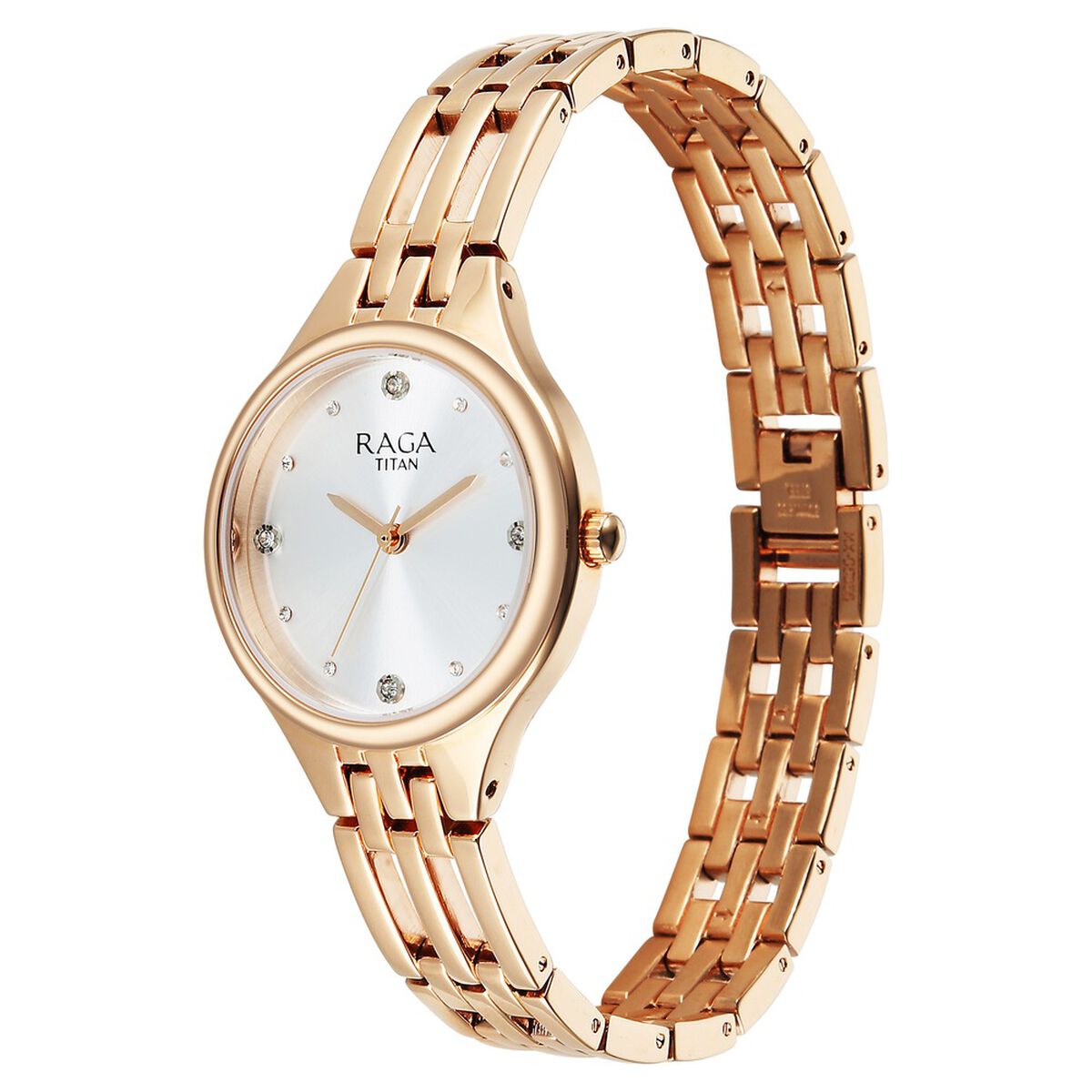 Titan Raga Showstopper Quartz Analog Silver Dial Rose Gold Metal Strap Watch For Women 3