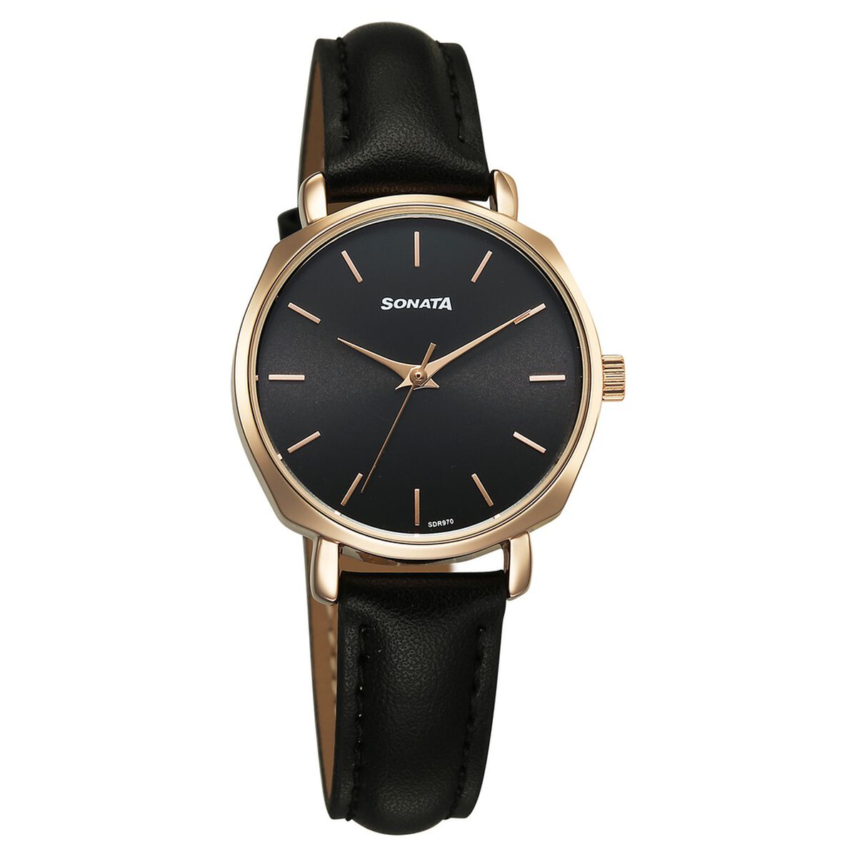 Sonata Eternia Quartz Analog Black Dial Leather Strap Watch For Women 1