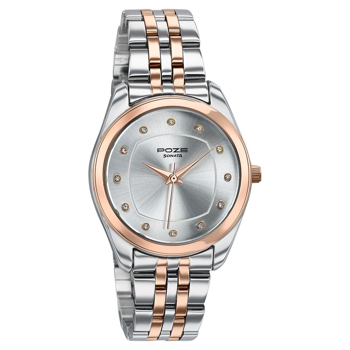 Poze By Sonata Quartz Analog Silver Dial Two Toned Metal Strap Watch For Women 3