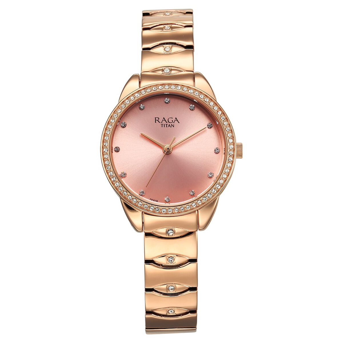 Titan Raga Showstopper Quartz Analog Pink Round Dial Rose Gold Metal Strap Watch For Women 1