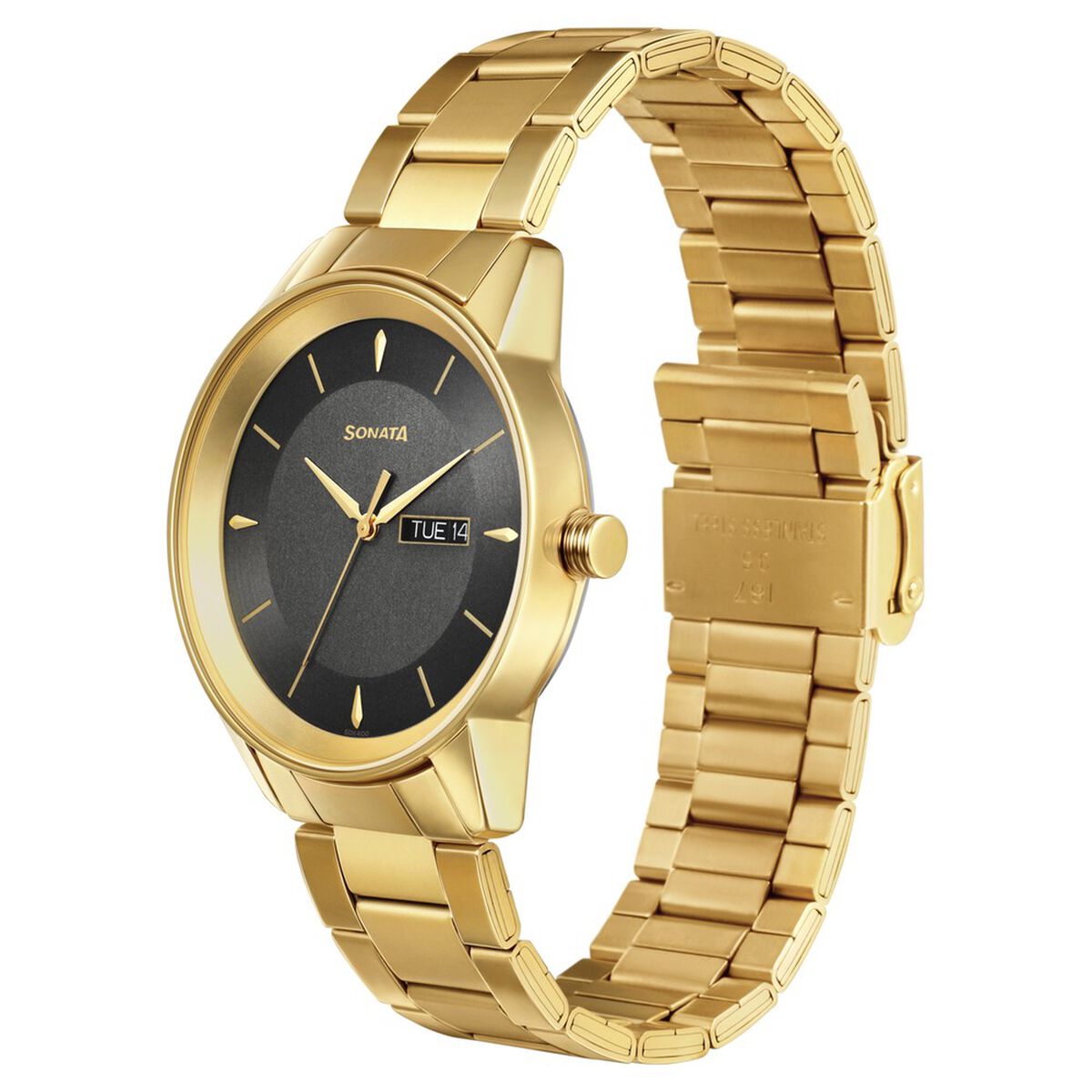 Sonata Quartz Analog with Day and Date Grey Dial Stainless Steel Strap Watch for Men 2