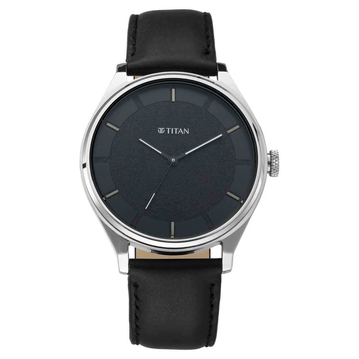 Titan Workwear Quartz Analog Black Dial Black Leather Strap Watch For Men 2