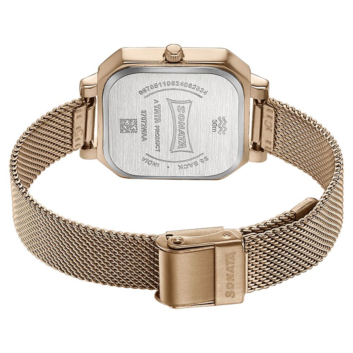 Sonata Modern Edit Quartz Analog Pink Dial Rose Gold Stainless Steel Strap Watch For Women 5