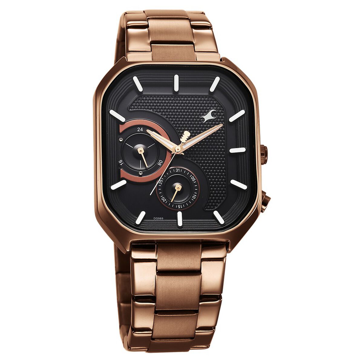 Fastrack Groove Multifunction Black Dial Metal Strap Guy's Watch with Lume indices 4