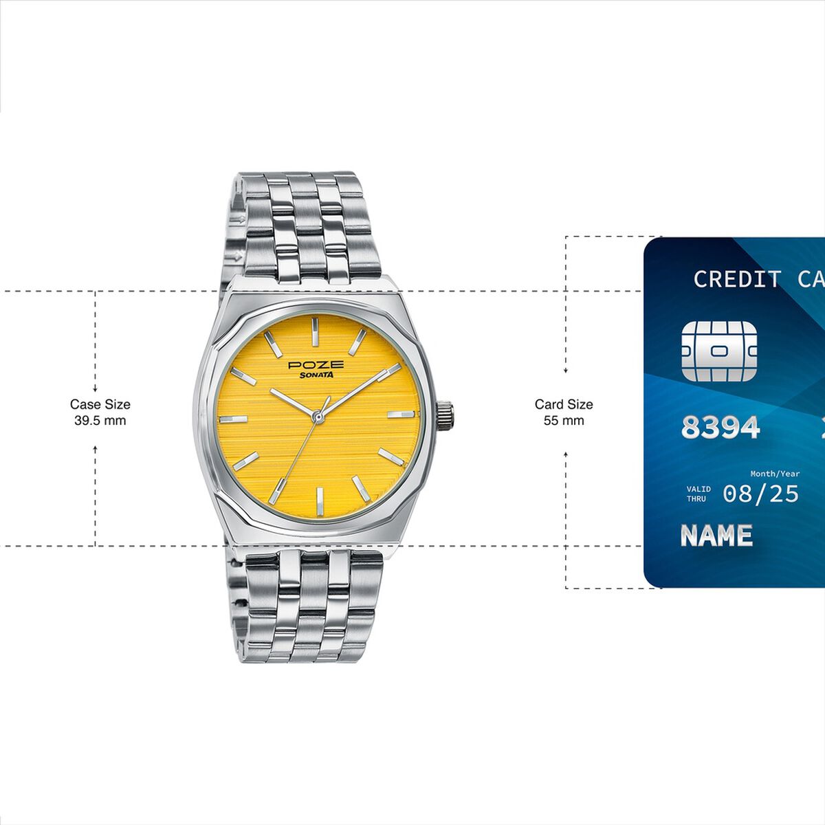 Sonata Poze Quartz Analog Yellow Dial Silver Colour Stainless Steel Strap Watch For Men 4