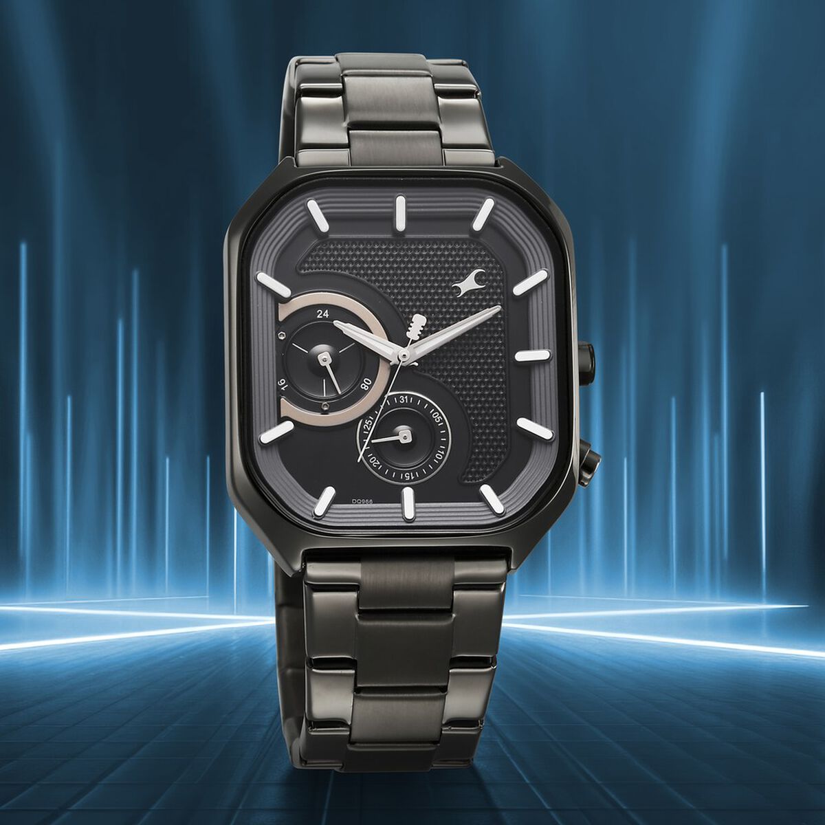 Fastrack Groove Multifunction Black Dial Metal Strap Guy's Watch with Lume indices 1