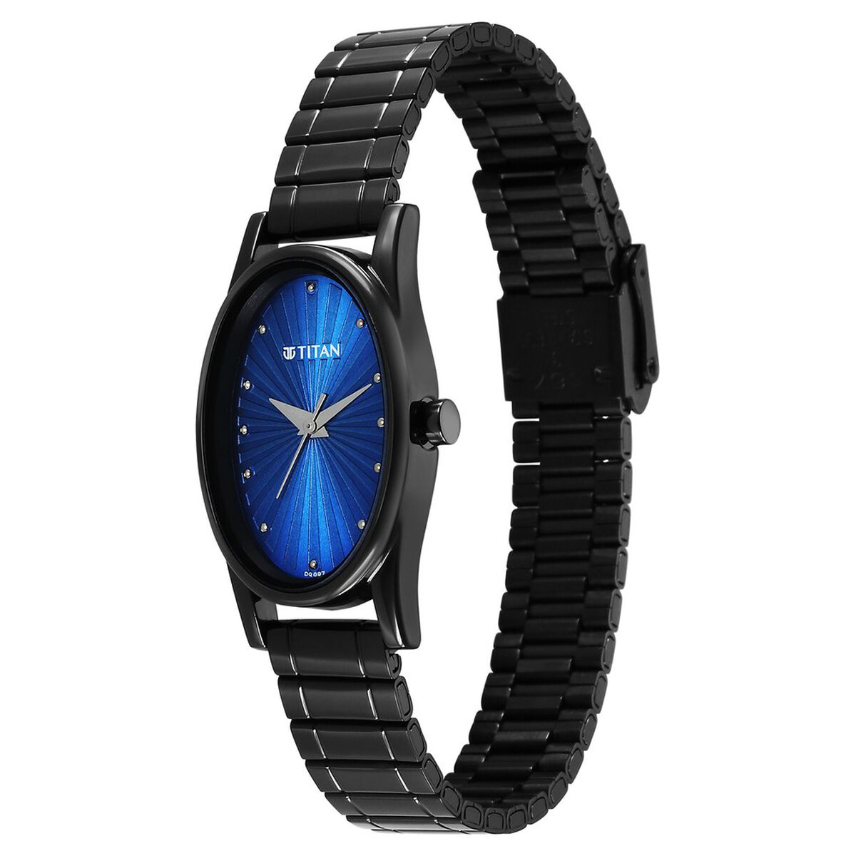 Titan Karishma Quartz Analog Blue Dial Black Stainless Steel Strap Watch For Women 3