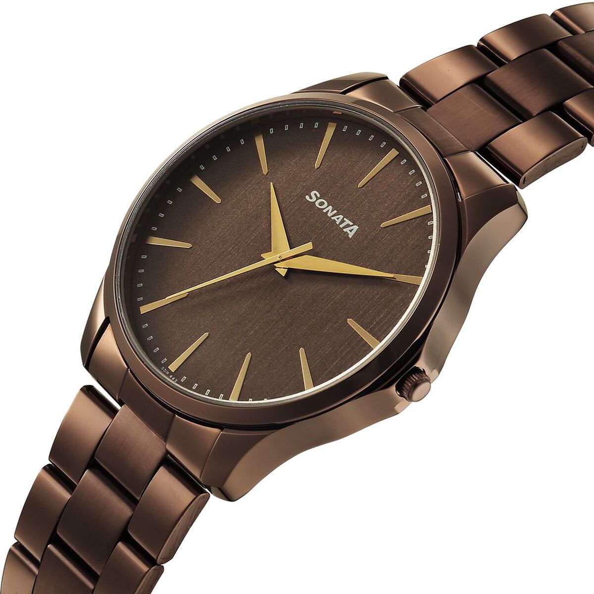 Sonata Traditional Essentials Quartz Analog Brown Dial Brown Metal Strap Watch For Men 3