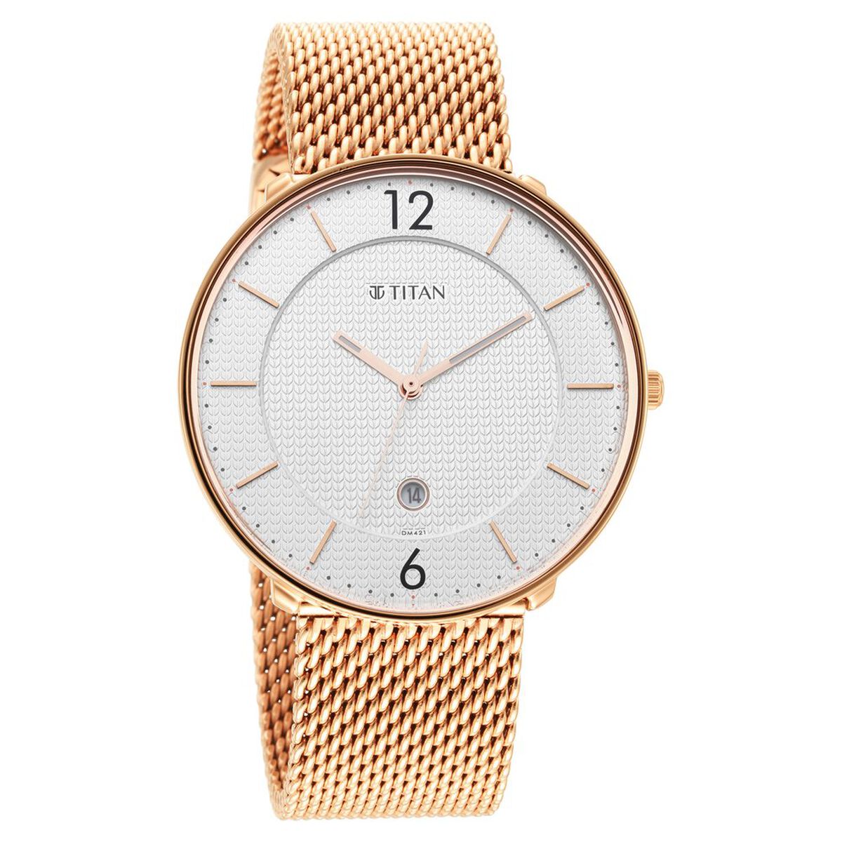 Titan - Black and Gold Collection - Quartz Analog Silver Dial Rose Gold Stainless Steel Strap watch for Men 2