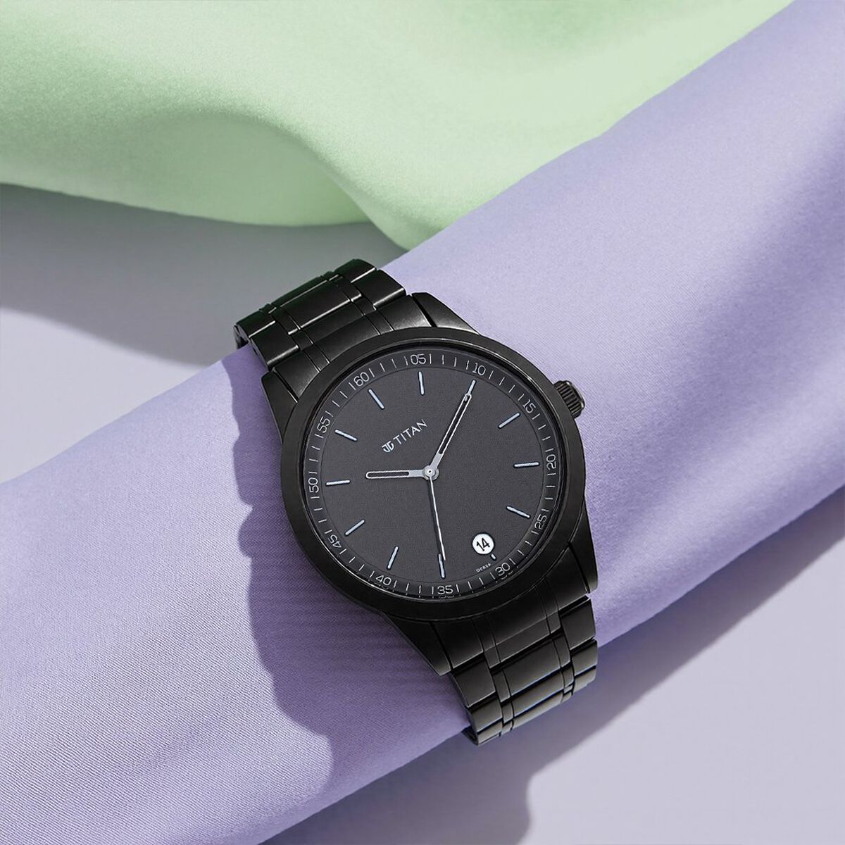 Titan Minimals Quartz Analog with Date Black Dial Black Metal Strap Watch For Men 1